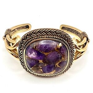Studio Barse Bronze-Infused Amethyst Southwestern Style Cuff Bracelet
